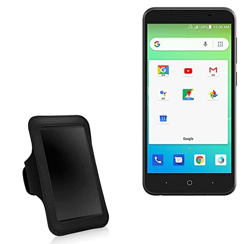 BoxWave Case Compatible with ZTE Z557 - Sports Armband, Adjustable Armband for Workout and Running for ZTE Z557 - Jet Black