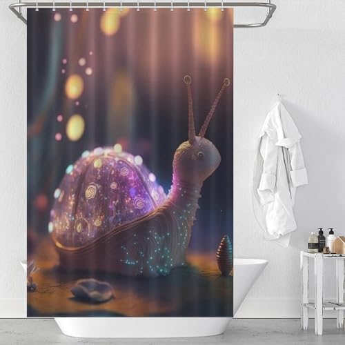 Rideau de douche escargots de qualité supérieure avec 12 crochets, tissu polyester imperméable
