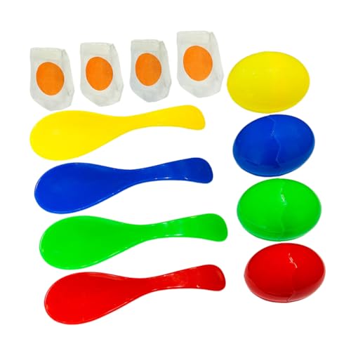 ERINGOGO Spoon Game for Boys and Girls 4 Sets Egg Spoon Race Outdoor Toys Balance Training Toys for Parties Team Building and Skill Development