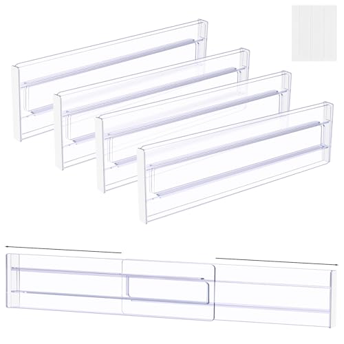 Alaoo Separateur Tiroir Plastique, 4pcs Réglables Extensibles 27.5 à 52.5cm