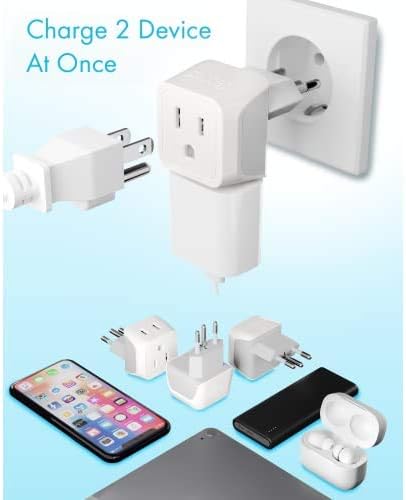 Ceptics Brazil Travel Adapter Plug with Dual Usa Input - Type N (3 Pack - Ultra Compact - Safe Grounded Perfect for Cell Phones, Laptops, Camera Chargers and More - Power Plug (CT-11C)