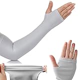 AquaX Mild compression arm sleeves with thumb holes Sports armlet hand cover - 1 pair for UV Protection sun screen cooling cycling basketball running hiking golf volleyball outdoor sports