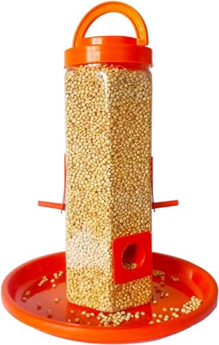 Image of Boltz Hanging Bird Feeder, 4 Feed Nozzle, Outdoor Hanging Bird Food Feeder, Bird Food Capacity Upto 1 Kg, Bird Feeder for Balcony, Ideal for All Kind and Stages Birds-(Orange)