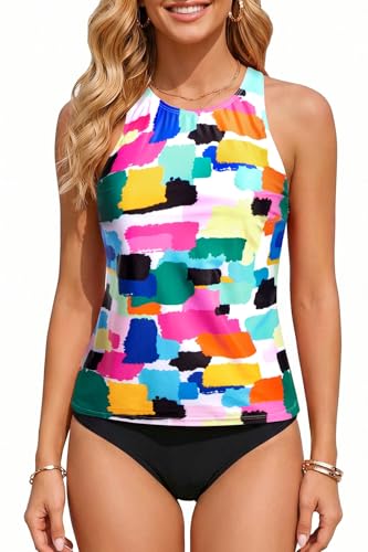 Image of Holipick Tankini Swimsuits for Women Two Piece High Neck Bathing Suit