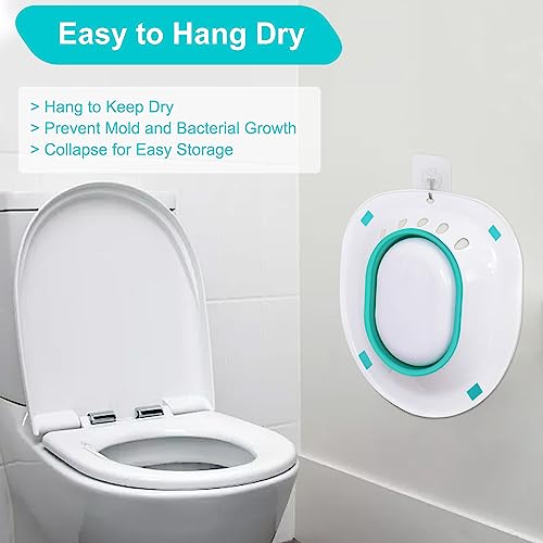 Electric Sitz Bath, Sitz Bath for Hemorrhoids, Sitz Bath for Toilet Seat, Sitz Bath for Postpartum Care, Sits Bath Kit for Women, Automatic Flushing, Foldable, Fits Universal Toilet