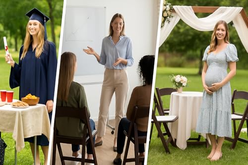 Image of BTEXPERT Resin Folding Chair Vinyl Padded Seat Indoor Outdoor Lightweight Set for Home Event Party Picnic Kitchen Dining Church School Weddings Set of 100 Brown
