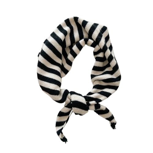 Yizelli Bufanda de Punto Triangular para Mujeres Bufanda de Rayas Cálidas para Primavera Otoño Invierno (Negro)