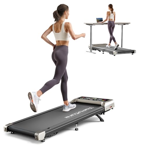 Cinta de Correr con Inclinación 0% 5% 10%, Toputure Cinta Andar Escritorio con 3.0 HP Motor Silencioso sin Escobillas, Walking Pad para Casa, Pantalla LED RGB Colorida, Magnético Mute Remoto & App