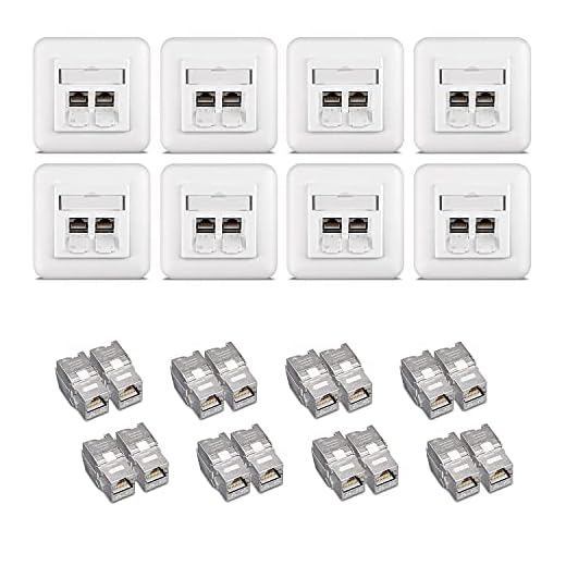 kwmobile Keystone Dose Modul Set - 16x Keystone Modul 8X Netzwerkdose CAT 6A Kabel - 10Gibt/s geschirmt Metall Gehäuse RJ45 Schnappverschluss