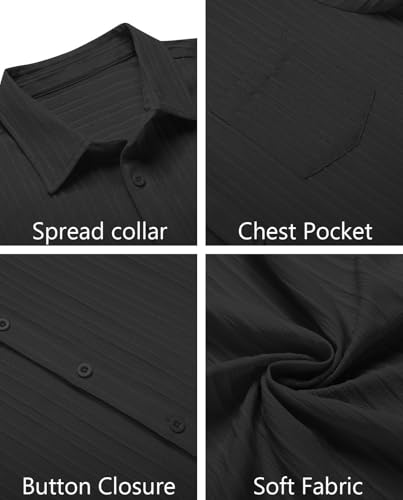 Image of Zombom Men's Casual Button Down Shirts Short Sleeve Poly Cotton Shirt Fashion Textured Beach Summer Shirts| Men Stylish Shirt | Men Fancy