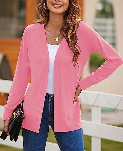 Image of Womens Casual Lightweight Long Sleeve Cardigan Flowy Soft Open Front Knit Cardigan Sweaters