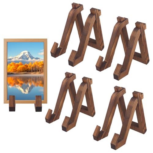 Support vaisselle bois stable lot de 5 chevalets assiette décorative - 2
