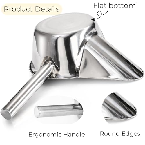 Tlence 2 Pack 55 OZ Stainless Steel Utility Scoops, Metal Flat Bottom Ice Scoop, Large Multipurpose Kitchen Food Serving Scooper for Candy Flour Popcorn Coffee Bean, Right Hand, Dishwasher Safe
