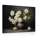 Design unique : Fleurs blanches sur fond noir, vintage et élégant – elle ajoute une touche charmante à votre pièce et donne aux murs un aspect artistique incontournable.