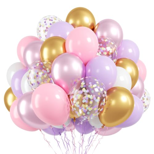 Pink Purple Balloons, 50 Pcs for Girls Birthday Baby Shower Fairy Party