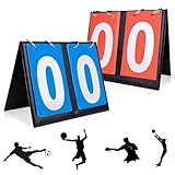 mizikuu 2 Stück Sportanzeigetafel, 20x16cm Tragbare Anzeigetafel 2 Digit Flip Sport Anzeigetafel Score Flipper wasserdichte Zähltafel für Basketball Fußball Für Wettkämpfe Indoor und Outdoor Rot Blau