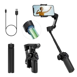 L9, Gimbal Stabilizer for Smartphone, Built-in Extension Rod & Tripod, Gimbled iPhone Holder Stabilizer, Portable and Foldable, Face/Object Tracking Gimbal for Android and iPhone 15 Pro Max