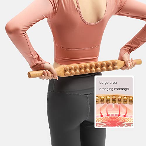Ninefish Wood Therapy Massage Tools,Massage Stick, Wood Stick For Massagea, Double Row 20 Bead Acupoint Treatment Tool For Scraping Hind Legs #TOP5