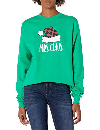 Hanes Women's Ugly Christmas Sweatshirt-Mrs. Claus, Kelly Green, LG