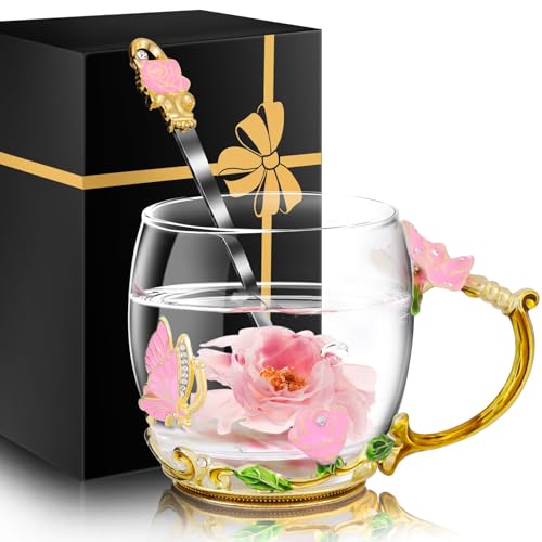 Women Glass Tea Coffee Pretty Cup Cute Mug Tween College Country ...