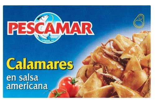 Elazvibes - Tintenfisch in Amerikanischer Sauce – Oktopus, Calamares, Feinkost für Salat, Antipasti, Pasta & Sandwiches – 5 Dosen à 111g