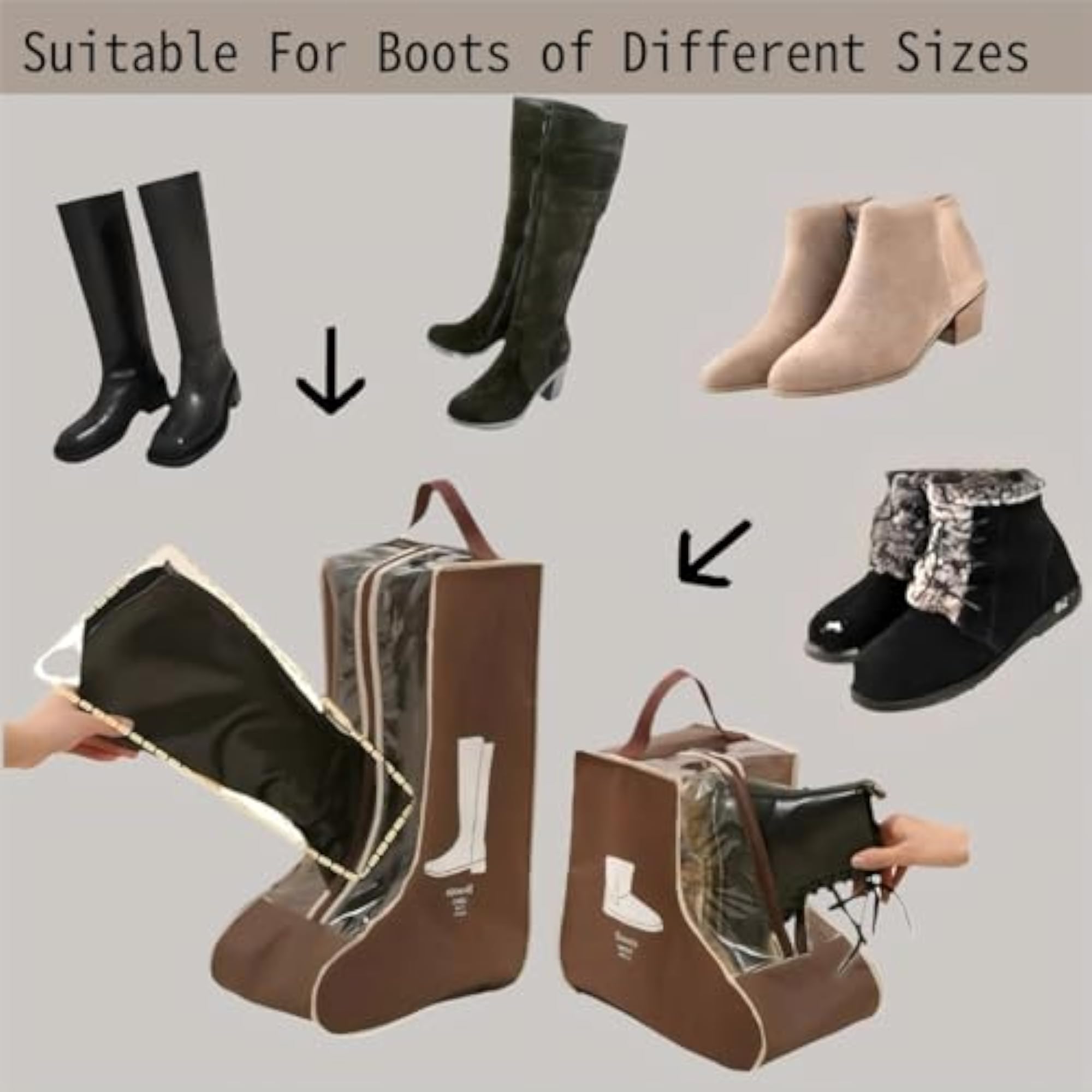 3 Pcs Boots Storage Bag, Portable Widen Tall Boots Storage