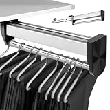 Materiales de alta calidad para mayor durabilidad: fabricado en acero inoxidable resistente y plástico ABS duradero, nuestro perchero puede soportar fácilmente más de 25 kg, lo que equivale a 40 pares de jeans. No solo es estable, sino que también se mueve suavemente, lo que garantiza un uso sin esfuerzo.