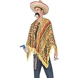 Smiffy'S 43904 Poncho Y Bigote, Naranja, Tamaño Único