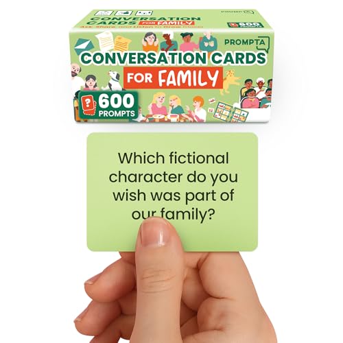 Prompta 600 Conversation Cards for Families – Fun Family Game for Kids and Adults During Game Night, Family Dinner, or Road Trips – Five Get to Know You Question Categories on 2.5" x 1.75" Cards