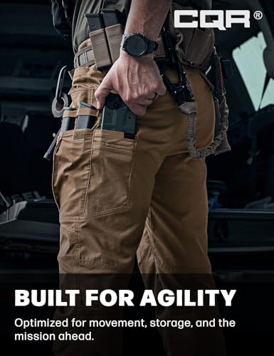 Image of CQR Men's Flex Stretch Tactical Pants, Water Resistant Ripstop Cargo Pants, Lightweight EDC Outdoor Work Hiking Pants
