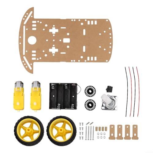 Kit de châssis de voiture robot 2WD avec encodeur de vitesse et boîtier de batterie pour Arduino, 2 moteurs à engrenages (rapport : 48), plastique + métal...