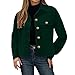 Kenhansion Cropped Jacket for Women Fashion Crop Corduroy Jackets Long Sleeve Button Down Outwear Trendy Tops with Pockets (Green,X-Large)