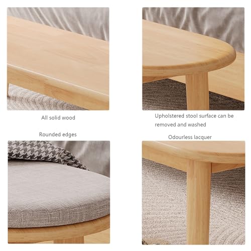 Banco de dormitorio de roble natural tapizado para pie de cama en madera maciza 4
