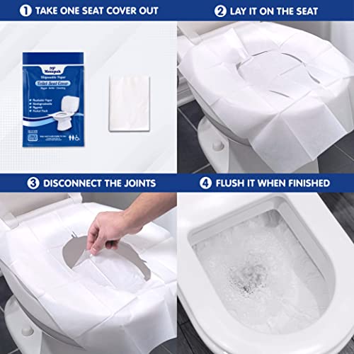 Mp Mozzpak Toilet Seat Covers Disposable (100 Pcs) - Xl Flushable Disposable Toilet Seat Cover For Kids Potty Training, Adults - 100% Biodegradable - Travel Essential Accessories For Airplane, Camping #TOP3