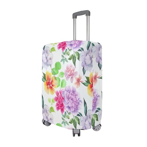 Joisal Suitcase Covers Luggage Protector Custom Watercolor Flowers Pastel Pink Washable Funny Travel Vacation Essentials, L, Fits 26-28 Inch Case3