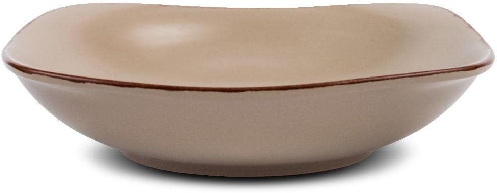 NAVACeramic Plate Soup Plate Deep Plate Brown Sugar for Serving Lunch Soups 23 cm Square