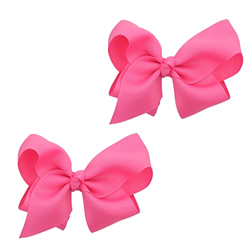 3 Inch Grosgrain Bow for Little Girls- Set of 2, Pink