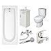 VeeBath Rosina 1700mm Bath, Modern Toilet, Vanity Sink Unit, Shower & Basin Mixer Taps High Gloss White Bathroom Suite