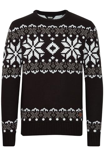 !Solid SDNorwig Herren Weihnachtspullover Norweger-Pullover Winter Strickpullover Grobstrick Pullover mit Rundhalsausschnitt, Größe:3XL, Farbe:Black (9000)