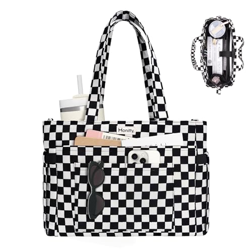honitty Tote Bag for Women Corduroy Tote Bag Large Capacity Tote Bags Laptop Work Bags with Shoulder Strap and Cup Pocket