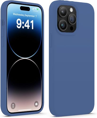 Image of DIZORO Silicone Back Case for iPhone 14 Pro Max, Soft-Touch Phone Microfiber Silicone Back Cover for iPhone 14 Pro Max-Blue