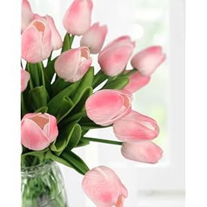 MACTING 30PCS Artificial Tulip Flowers - 13.7" Real Touch Fake PU Tulips Bouquet Faux Spring Flowers for Floral Arrangements Table Centerpiece Kitchen Home Mothers Day Easter Decorations (Peach Pink) MACTING 30PCS Artificial Tulip Flowers 137 Real Touch Fake PU Tulips Bouquet Faux Spring Flowers for Floral Arrangements Table Centerpiece Kitchen Home Mothers Day Easter Decorations Peach Pink