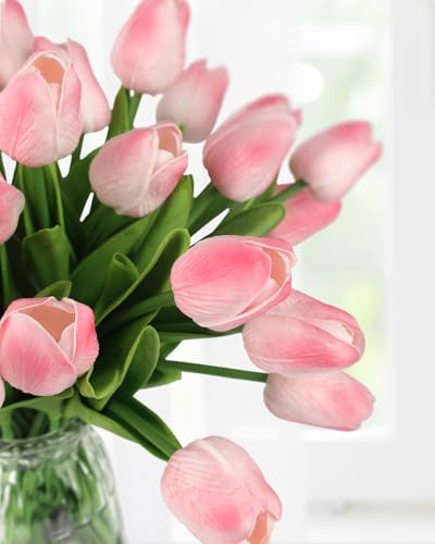 MACTING-30PCS-Artificial-Tulip-Flowers-137-Real-Touch-Fake-PU-Tulips-Bouquet-Faux-Spring-Flowers-for-Floral-Arrangements-Table-Centerpiece-Kitchen-Home-Mothers-Day-Easter-Decorations-Peach-Pink MACTING 30PCS Artificial Tulip Flowers 137 Real Touch Fake PU Tulips Bouquet Faux Spring Flowers for Floral Arrangements Table Centerpiece Kitchen Home Mothers Day Easter Decorations Peach Pink
