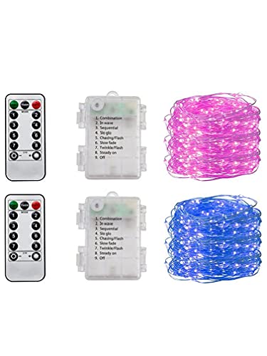 Snaar licht waterdichte afstandsbediening 10m 100 LED Cooper draad fairy lamp (geen batterij) 2 stks blauw - Image 8