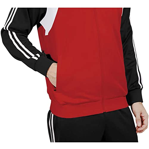 Sun Lorence Men's Athletic Running Tracksuit Set Casual Full Zip Jogging Sweat Suit (Xx-Large, Black Red 822) #TOP4