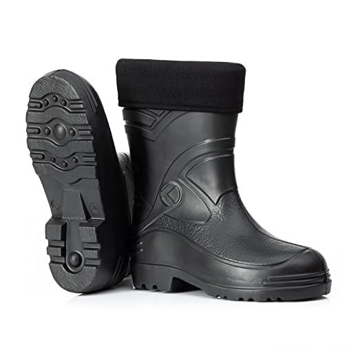 CLIMBR Ultraleichte gefütterte Gummistiefel Herren EVA Thermo 40-49 warme Kurzschaft Winter Arbeitsstiefel mit Futter (Schwarz, 44)