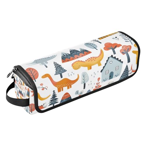 Bulletgxll Houses and Dinosaurs Hair Tools Travel Bag Portable Hair Accessory Organizer with Heat Resistant Mat 2 in 1 Curling Iron Travel Carrying Case, Travel Essentials for Women