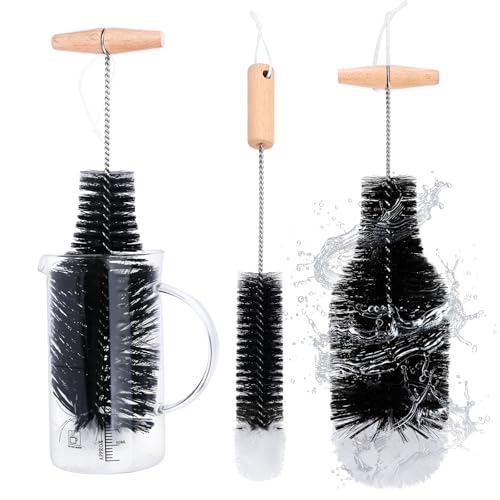 GrünWerk 2 PCS Cepillo Limpia Biberones, 33cm Limpia Botellas por Dentro,Limpiador De Botellas Sin Arañazos Compatibles con Botellas de Cristal Sodastream