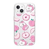 elago l LINE Friends Fruit Shop Case Compatible with iPhone 15 6.1 inch, Durable Full Body Protection, Raised Lip (Screen & Camera Protection) [Official Merchandise] (Peach)