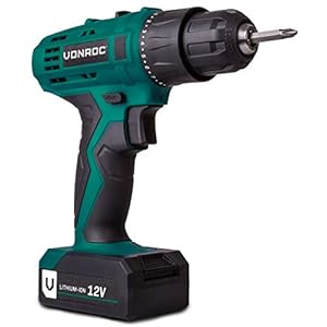 VONROC Accuboormachine 12V – Incl. accu, sneloplader, schroefbits en opbergtas
